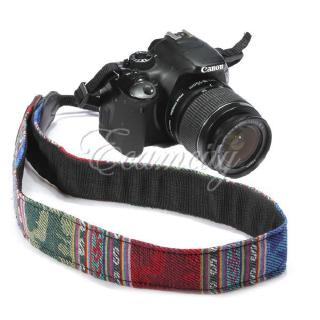 Estilo Étnico Câmera Padrão Colorido De Algodão Pescoço Alça De Mão Do Ombro Para Canon Nikon Jp (8)