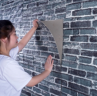 3d self-adhesive wall sticker retro brick pattern