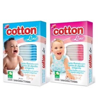 Cotton Baby Line Hastes Flexíveis 75 Unidades Cotonete Infantil (1)