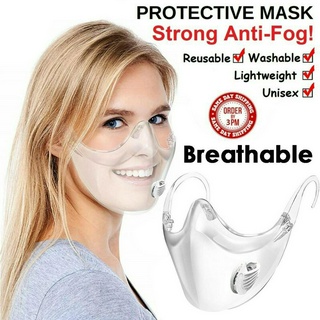 Máscara Facial Transparente Com Válvulas De Respiração Anti-Embaçamento Anti-Embaçamentos