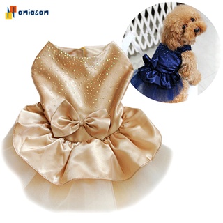 Aniasan Vestido De Princesa Com Lantejoulas E Laço Para Animais De Estimação / Cachorros / Gatos