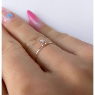 Anel de prata, anel solitário de prata 925, anel com pedra de zircônia, anel de compromisso, anel de noivado