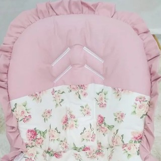 Capa P/ Bebê Conforto + Capota/ Protetor De Sol Floral Rosê (6)
