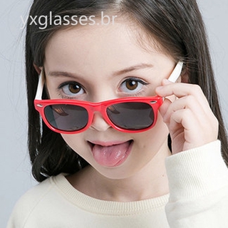 ( yxglasses.br ) Óculos De Sol Borracha Crian Polarizados Culos Infantil Da Moda Retrês Coreanos Menina Polaroid Beb