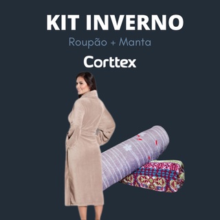 Kit Inverno Microfibra Roupão + Manta - Corttex