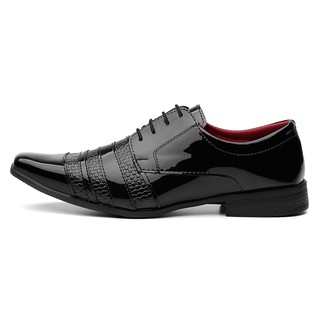 Sapato Social Casual Sapato Masculino Confortável Sapato Preto Verniz- Envio Imediato (3)