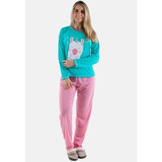 Pijama Longo Lhama Azul com Rosa Barato (1)