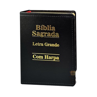 Bíblia Letra Grande - Luxo - Preta - C/ Harpa - 11x18cm