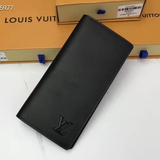 100% original autêntico [com caixa] carteira masculina L ouis *Vuitton pasta de couro full couro padrão lichia carteira longa de clipe longo (1)