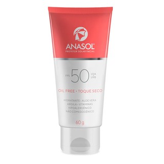 Anasol Protetor Solar Facial Toque Seco Oil Free FPS 50 60 g - Vegano