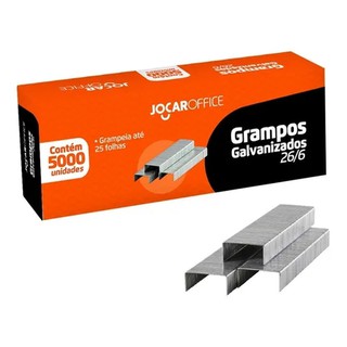 Grampo para Grampeador 26/6 Galvanizado 5000 Grampos 21519 - Pacote com 1 caixa - JOCAR