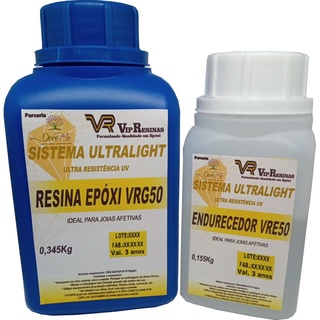 Resina Epóxi ULTRALIGHT VR50 - Kit 0,500KG - VIP RESINAS(ALI)