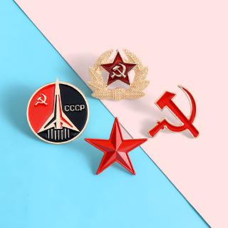 Retro USSR Symbol Enamel Pin Red Star Sickle Hammer Cold War Soviet CCCP Brooch icon Badge lapel pin For Coat Cap (8)