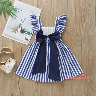 KidsW-Girl´s Dress, Kid´s Striped Square Neck Fly Sleeve Princess One Piece Skirt Garment for Children