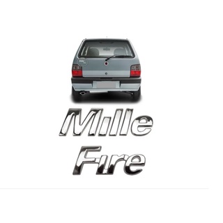 Kit Emblema Uno Nome Letreiro Mille + Fire 2000/... Cromado