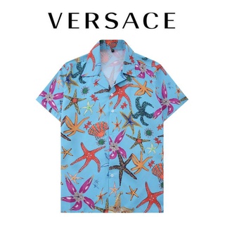 Versace Luxury short sleeve shirt printed Hawaiian shirt men's and women's T-shirt tops