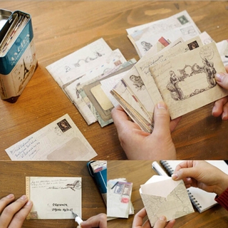 12 Pçs/Lote Envelope De Papel Vintage Retro Com Para Carta De Saudação De Ar / (7)