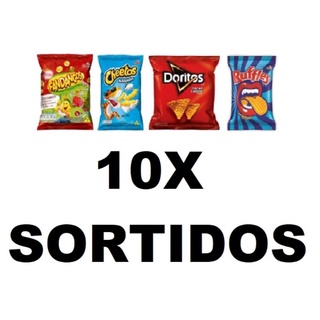 Kit 10 Salgadinhos Elma Chips Sortidos - Ruffles 17g + Doritos 22g + Cheetos 20g + Fandangos 22g