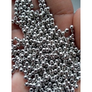 bolinhas Entremeio inteira prata com furo 3 mm 10 gramas aprox 600 peças