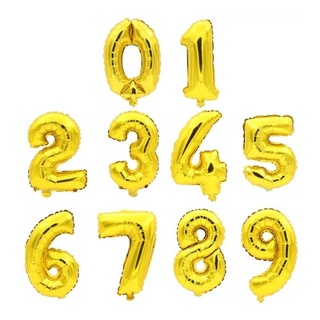 Balão Metalizado Número Dourado 40cm Metálico 16 Polegadas