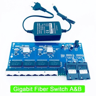 Fibra Gigabit Sc-8 Porta 10 / 100 / 1000 Mbps Rj45 Ethernet Switch De Fibra Única Placa De Fibra Single Mode Media Converter Pbca