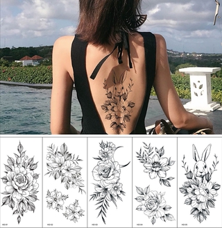 Escolher Uma Flor Moda Tatuagem Adesivos Para As Mulheres Sexy Peito Para Trás Tatuagens Temporary Falso Tatuagem (1)