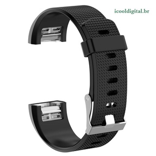 Pulseira De Relógio De Silicone Para Fitbit Charge 2 (Preto S)