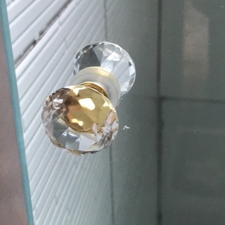1 kit puxador cristal para box blindex com base dourada 30mm pia janela porta