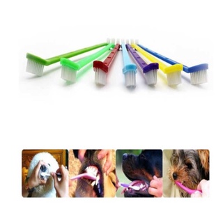 Escova Dental Dupla Para Cães Cachorros e Gatos De Pequeno à Grande Porte Pet