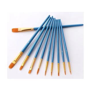 Pincel Para Pintura Aquarela Óleo Acrílico Kit Com 10 Peças - Pronta Entrega - Melhor Preço - Azul (1)