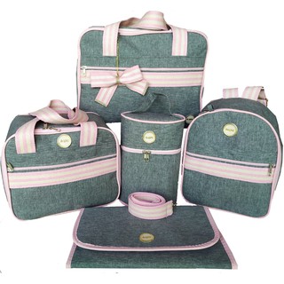kit bolsa bebê luxo maternidade com porta mamadeira e trocador várias cores