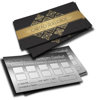 Kit 50 Cartões Fidelidade Mod5(Arabesco) + 100 Selos Adesivos Coroa