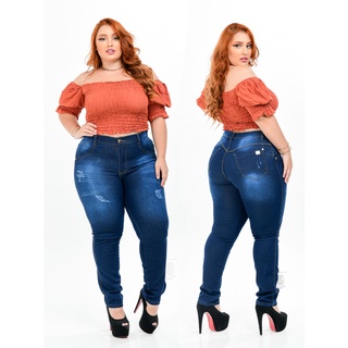 Calca Jeans plus size feminina cintura alta 46 ao 54