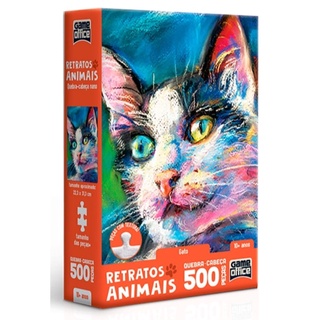Quebra Cabeça Retratos Animais Gato Game Office 500 Peças Nano