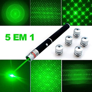 Caneta Laser Pointer Verde Luz Green 5 Pontas Efeitos Estojo (1)