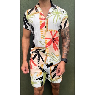 conjunto floral masculino/camisa com bermuda
