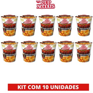 Kit 10 Cup Noodles Macarrão Nissin instantâneo Galinha Caipira Picante 69g