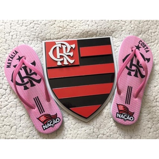 Chinelo Rosa Personalizado do Flamengo com Nome