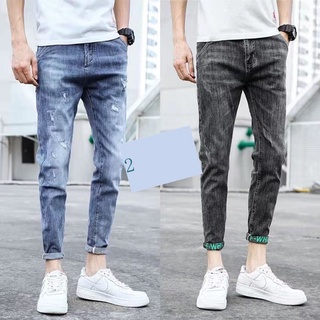 Calça jeans Masculina Com Elástico/skinny/Nove Pontos/casual Para Outono/Inverno/2021