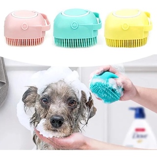 Escova Silicone Dispenser de Shampoo Sabonete Banho Cães Gatos Massagem