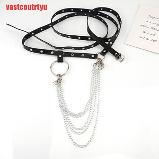 (KTMSS)Multi-layer Faux Leather Belt Metal Chain Waist Belt Punk Gothic Body Jewelry (2)