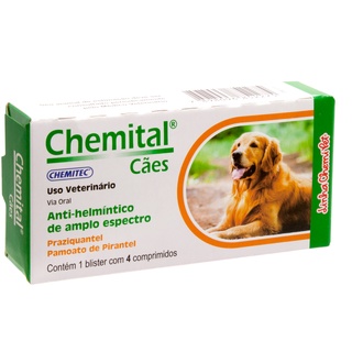 Vermífugo para cães Chemital c/ 4 comprimidos