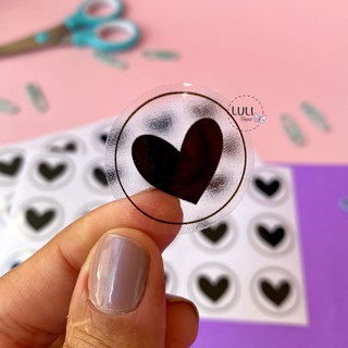 Etiqueta Adesiva Transparente 3x3cm, adesivo coração, Lacre de Caixa Embalagem Correios "Coração"
