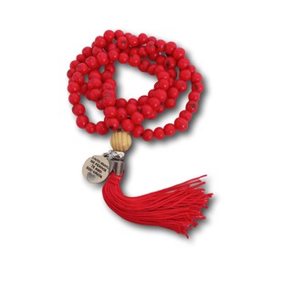 Japamala De Açaí Vermelho 108 Contas Ref: 0016 Colar religioso medalha Ho'Oponopono Budista