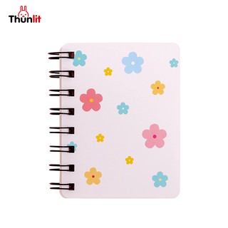 Thunlit Mini caderno espiral Livro de notas em espiral de flores pequenas para estudantes Tamanho A7 Portátil Bonitinho