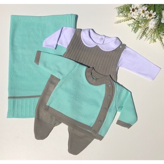 Saída de maternidade de em tricot 4 peças completa (8)