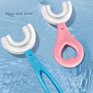 Escova De Dentes Infantil De Silicone Flexível Em Formato De U Giratória Para Oral/Limpeza De Bebês (2)