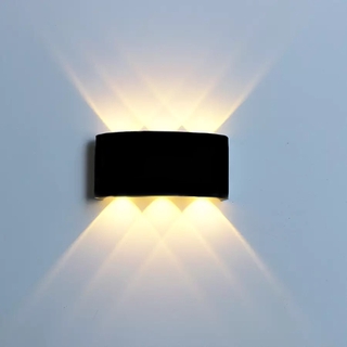 Arandela LED 6W Lente 6 Fachos Preta 3000K Quente Externa Bivolt (1)