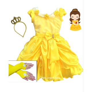 Vestido Festa Infantil Princesa Luxo A Bela E A Fera E Coroa (1)