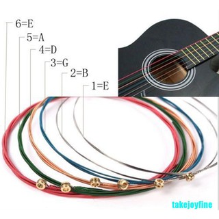 (Takejoyfine) 6pçs De Cordas Coloridas De Laço-Íris Para Violão Acústico / Acessório Para Guitarra